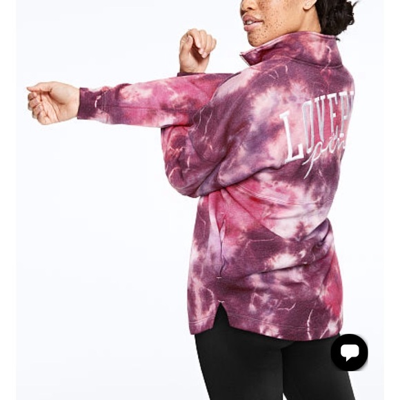 NEW!!  VS PINK tie dye varsity half zip! - Picture 6 of 14